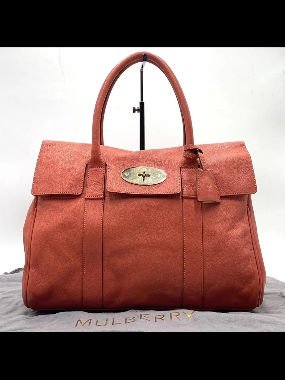 Mulberry Coral Leather Bayswater Tote with Gold Hardware